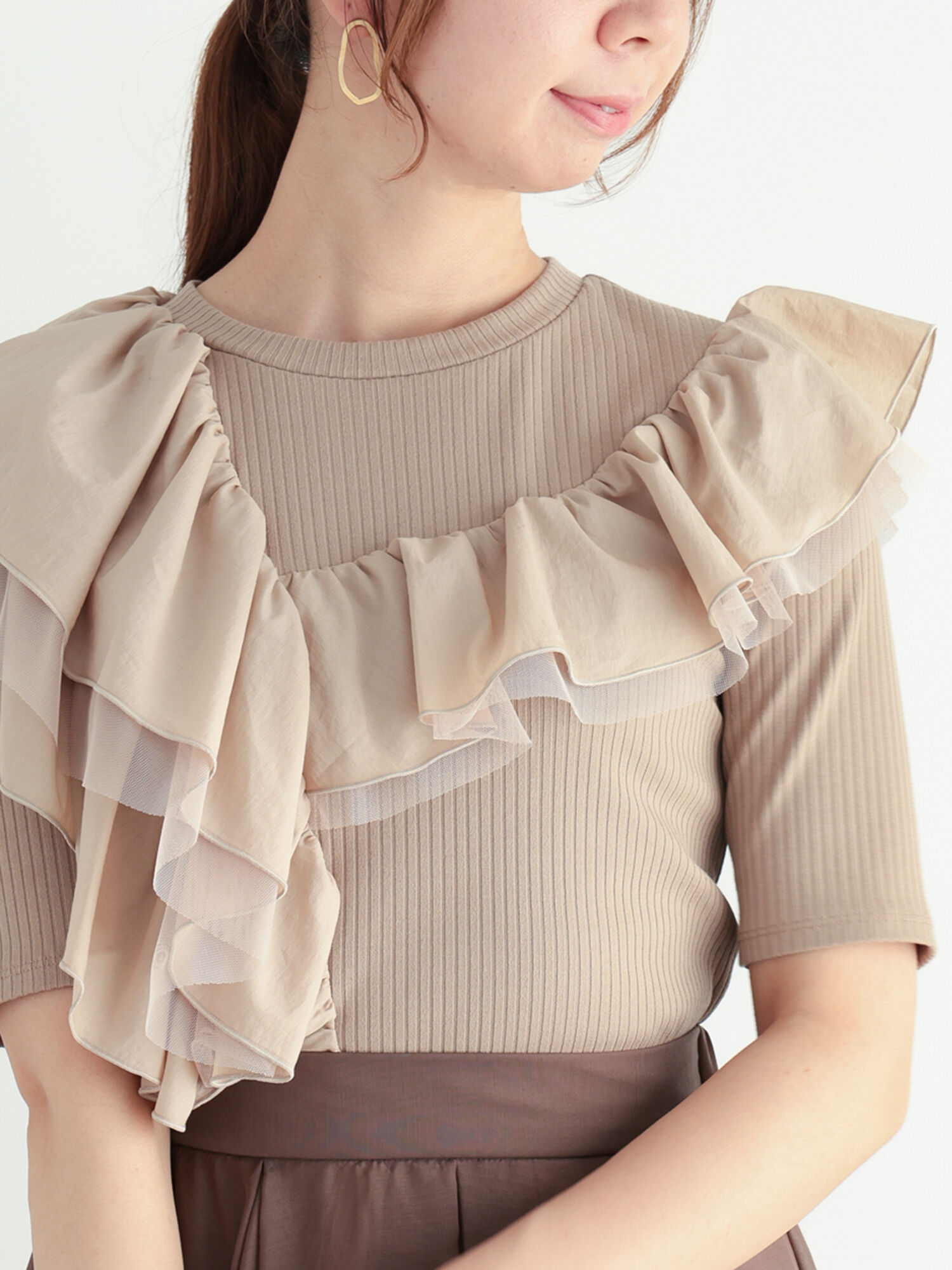 アシメフリルリブプルオーバー（トップス/カットソー）【セール