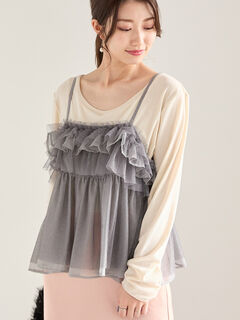 'S MaxMara デニム ビジュー装飾 チュニックブラウス ウエストギャザー S MaxMara デニム ビジュー装飾 チュニックブラウス ウエスト