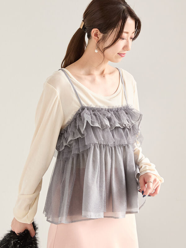 チュール×オーガンジーキャミブラウス（トップス/シャツ・ブラウス