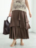 アシンメトリーティアードロングスカート（ブラウン）｜Te chichi（テチチ）通販