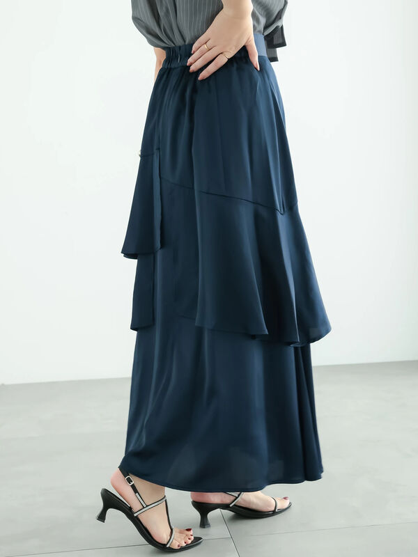 アシンメトリーティアードロングスカート（ボトムス/スカート