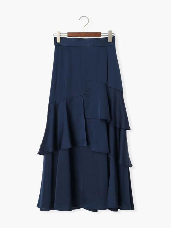 アシンメトリーティアードロングスカート（ボトムス/スカート