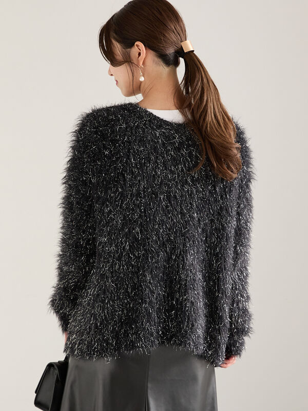 ラメロングシャギーニット（トップス/カーディガン）【セール】｜Te