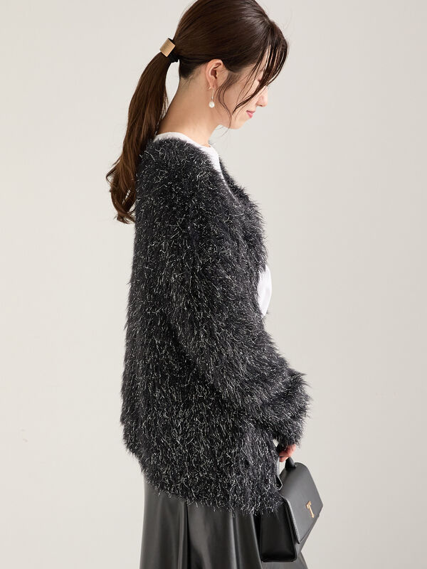 ラメロングシャギーニット（トップス/カーディガン）【セール】｜Te