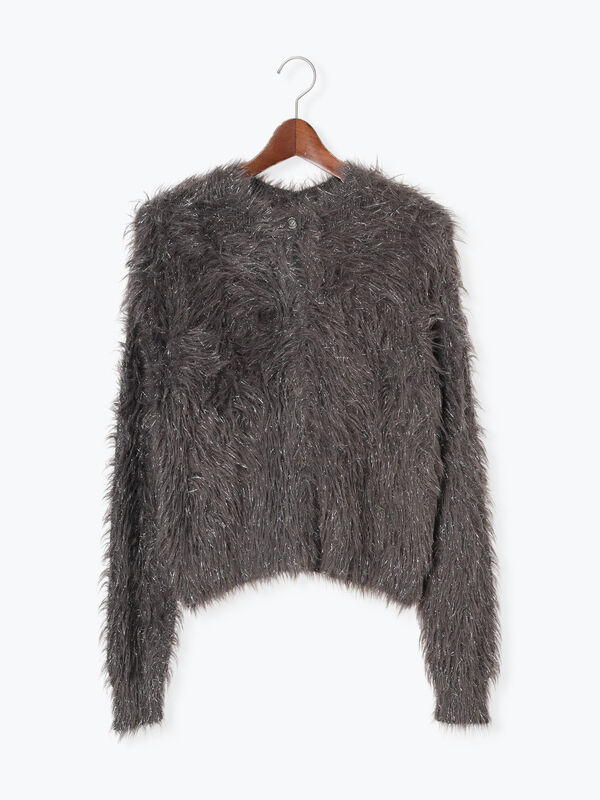 ラメロングシャギーニット（トップス/カーディガン）【セール】｜Te