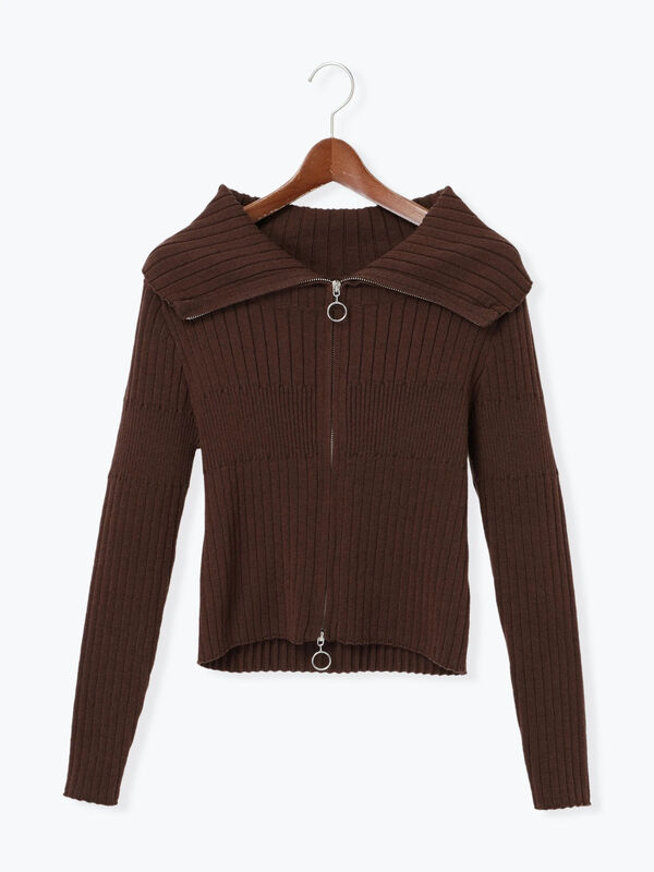 フープジップリブカーディガン（トップス/カーディガン）【セール