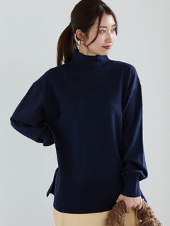 lastお値下げ♩シシクイ リブニット(ネイビー) 2025AW新作】 6色 ハイネック 非ウール ミドルゲージ ニット