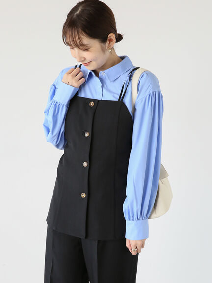 フロントボタンキャミチュニック(セットアップ可)（ブラック/モカ/グリーン）｜Te chichi TERRASSE（テチチ テラス）通販