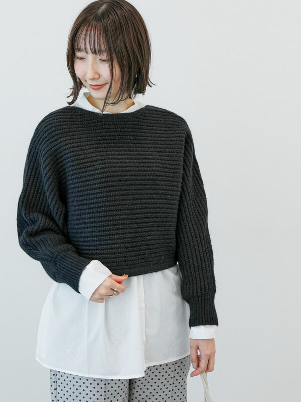 片畦2WAYバックリボンドルマンニット（トップス/ニット