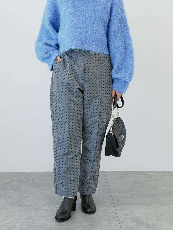 ドットジャカードテーパードパンツ（ボトムス/パンツ）【セール】｜Te