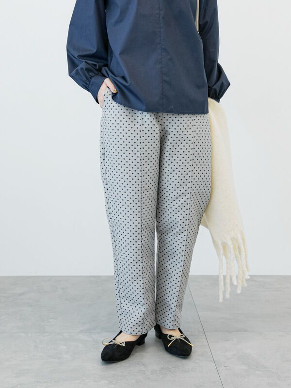 ドットジャカードテーパードパンツ（ボトムス/パンツ）【セール】｜Te