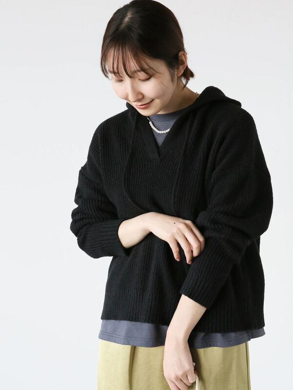 片畦フードニット（トップス/ニット・セーター）【セール】｜Te chichi
