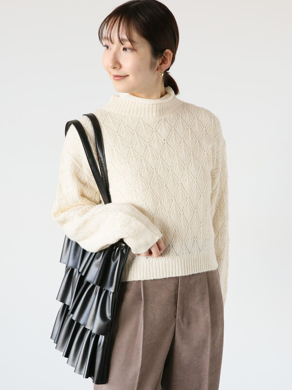 【値下げ中‼️】THEREDTHREAD ニット 柄編みハイネックプルオーバーニット（トップス/ニット・セーター