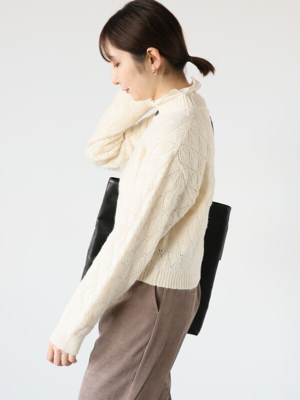 柄編みハイネックプルオーバーニット（トップス/ニット・セーター