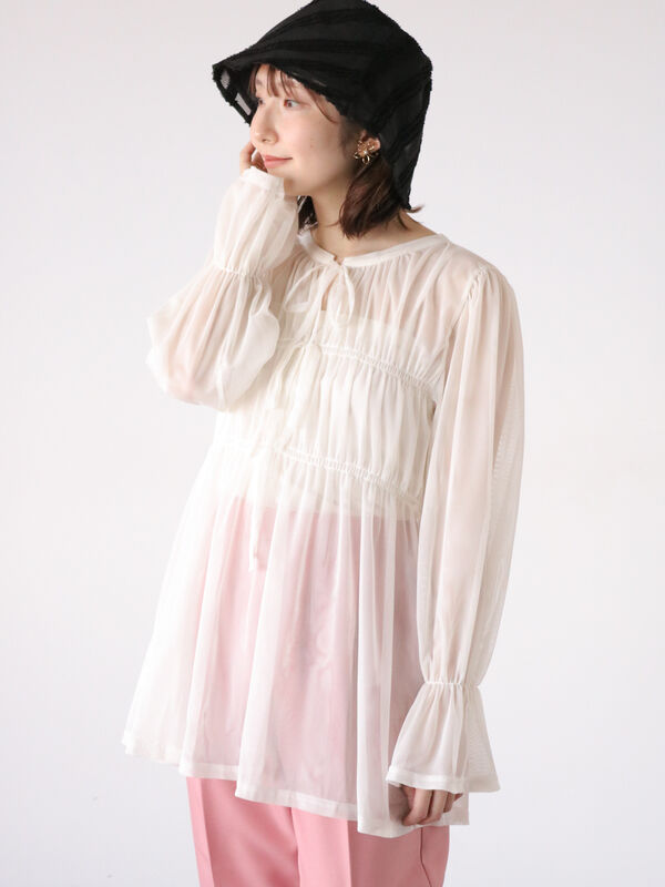 前後2WAYチュールリボントップス（トップス/シャツ・ブラウス