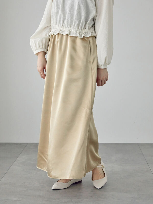 サテンフレアスカート（ボトムス/スカート）【セール】｜Te