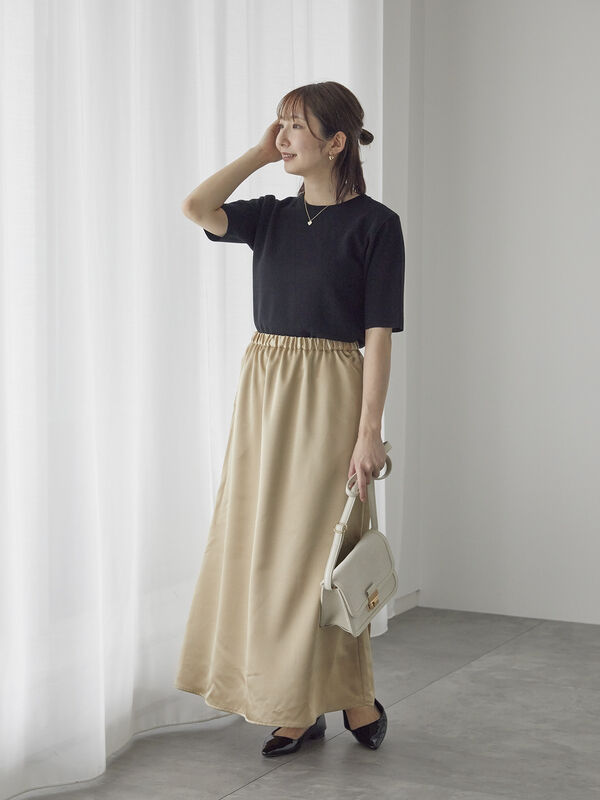 サテンフレアスカート（ボトムス/スカート）【セール】｜Te chichi