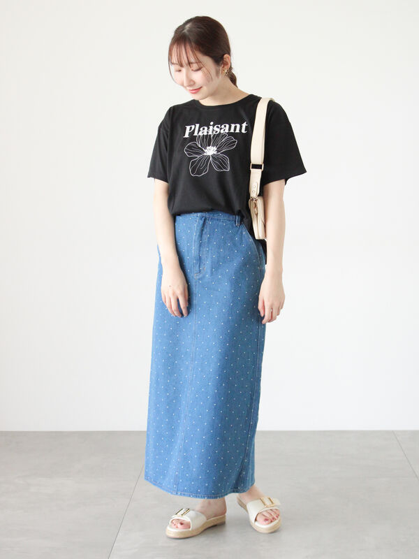 ドットデニムスカート（ボトムス/スカート）｜Te chichi TERRASSE