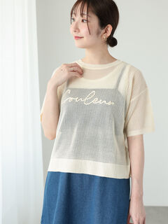 カサブランカ　ロングスリーブニット　ウールカシミヤ　プリント　L ブラウス LONG TEXTURED SUMMER SHIRT