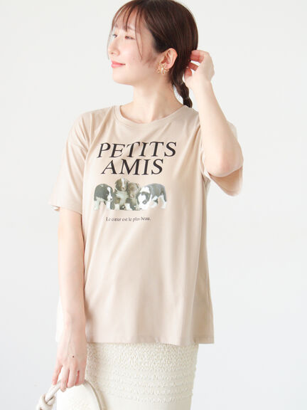 【接触冷感】犬モチーフプリントTシャツ（オフホワイト/ブラック/ベージュ）｜Te chichi TERRASSE（テチチ テラス）通販