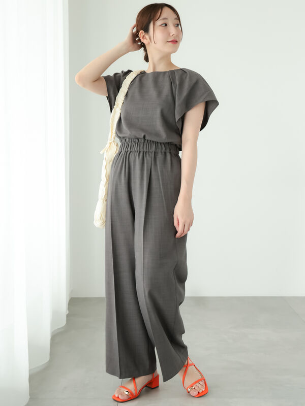 セットアップ可】麻調タックブラウス（トップス/シャツ・ブラウス