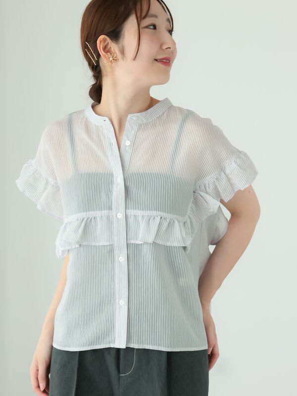 シアーストライプフリルブラウス（トップス/シャツ・ブラウス