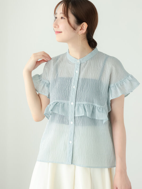 シアーストライプフリルブラウス（トップス/シャツ・ブラウス