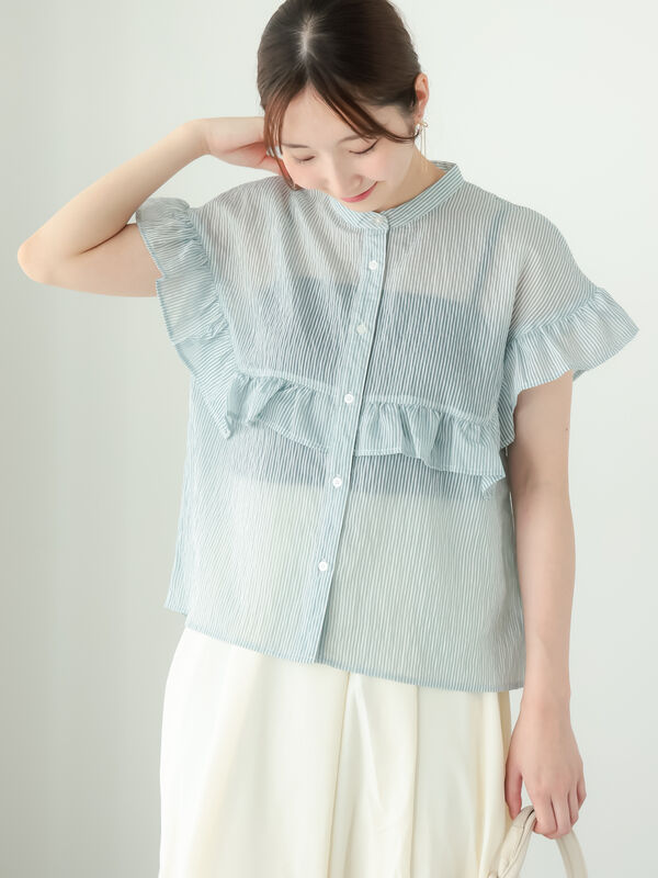 シアーストライプフリルブラウス（トップス/シャツ・ブラウス