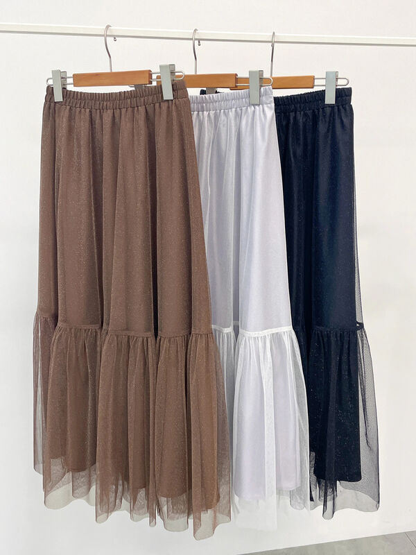 【メイ】新品未使用　ラメチュール　プリーツ　スカート　ブラウン ラメチュールティアードスカート（ボトムス/スカート）【セール