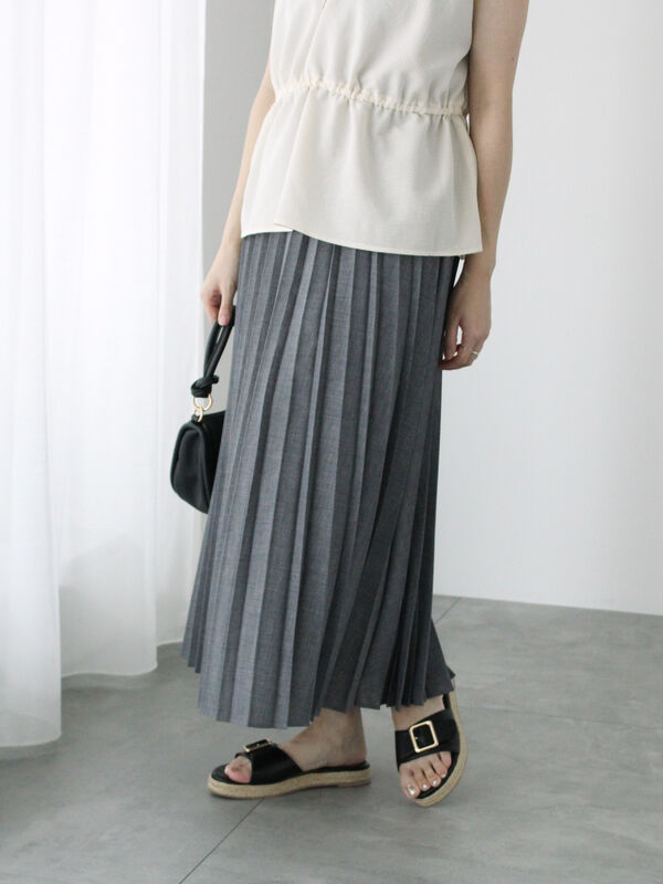 麻調プリーツスカート（ボトムス/スカート）【セール】｜Te chichi