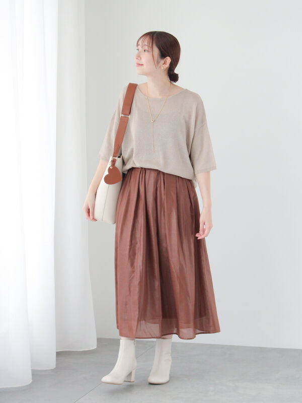ペーパー加工ギャザースカート（ボトムス/スカート）【セール】｜Te