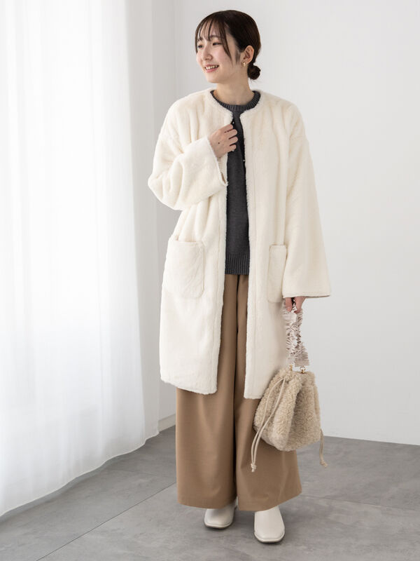 リバーシブルフェイクムートンコート（アウター/コート）【セール
