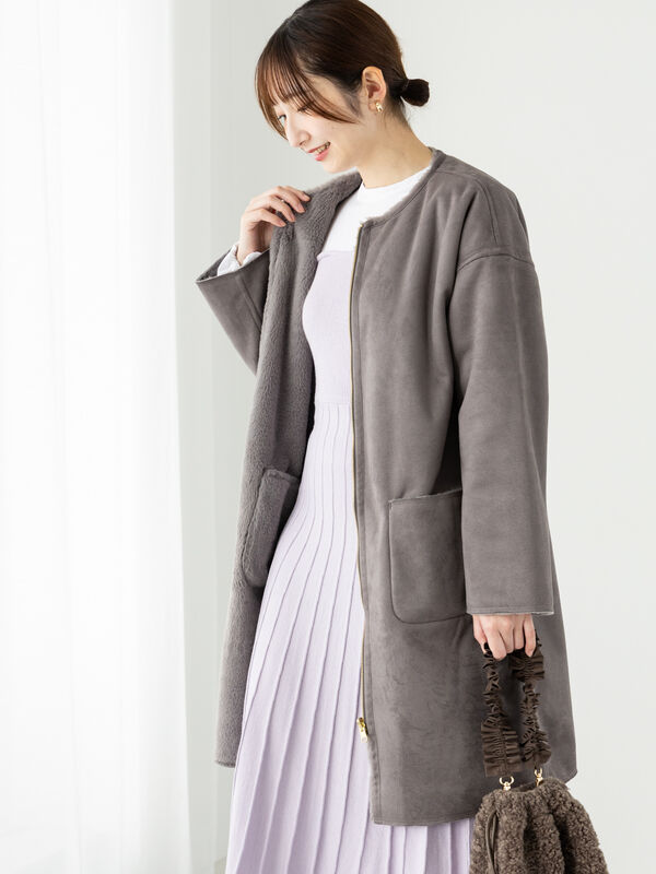 リバーシブルフェイクムートンコート（アウター/コート）【セール