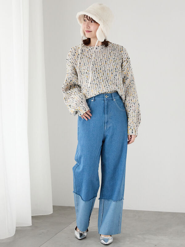 ◎ロールアップカットオフデニムパンツ（ボトムス/パンツ）【セール