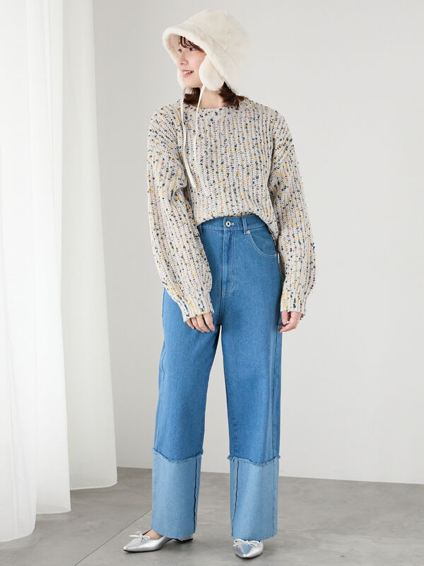 ◎ロールアップカットオフデニムパンツ（ボトムス/パンツ）【セール