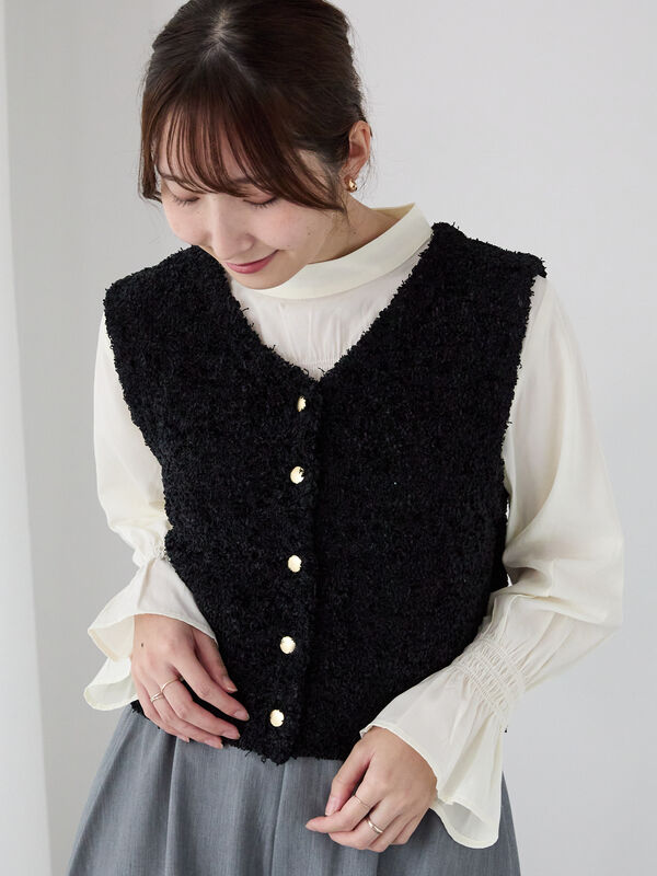 ファンシーヤーンVネックベスト（アウター/ベスト）【セール】｜Te