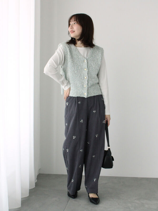 ファンシーヤーンVネックベスト（アウター/ベスト）【セール】｜Te