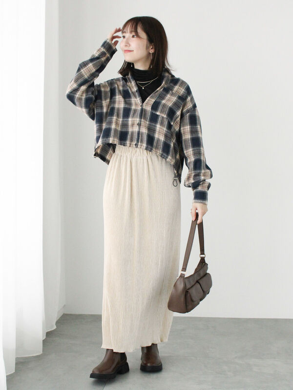 チェッククロップド丈シャツ（トップス/シャツ・ブラウス）【セール