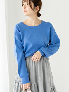 美品 シーマリー プルオーバー トップス ネイビー サイドスリット 日本製 トップス(ブルー/青系)のセール・アウトレット｜レディース