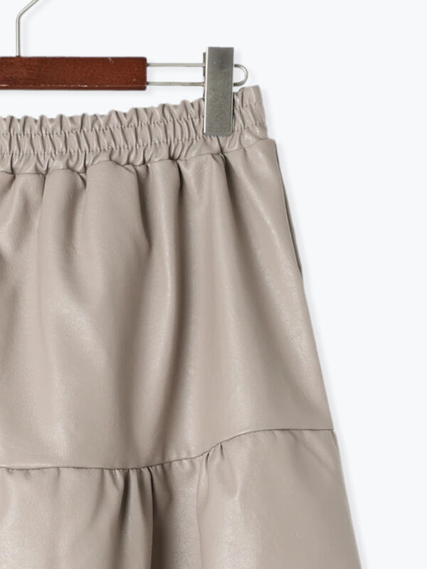フェイクレザー切替スカート（ボトムス/スカート）【セール】｜Te