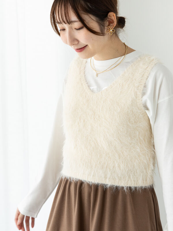 ♡ ＜＜様 ♡ セール】 無撚糸ハーフジップニット（オフホワイト/ブラック