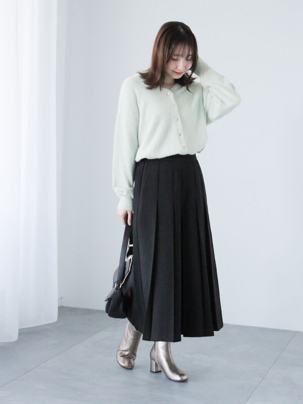 ラメフェザー前後2WAYメタルボタンニット（トップス/ニット