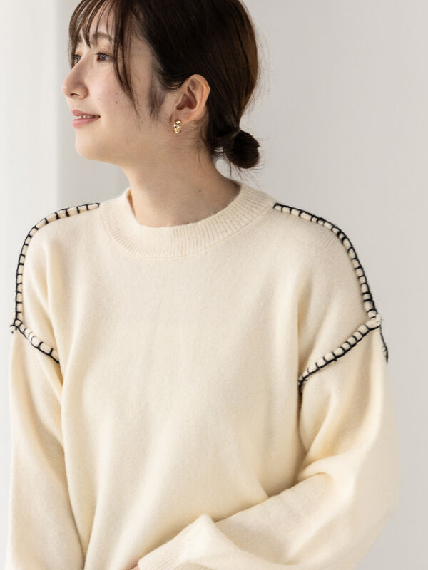 ハンドステッチ風ニット（トップス/ニット・セーター）【セール】｜Te
