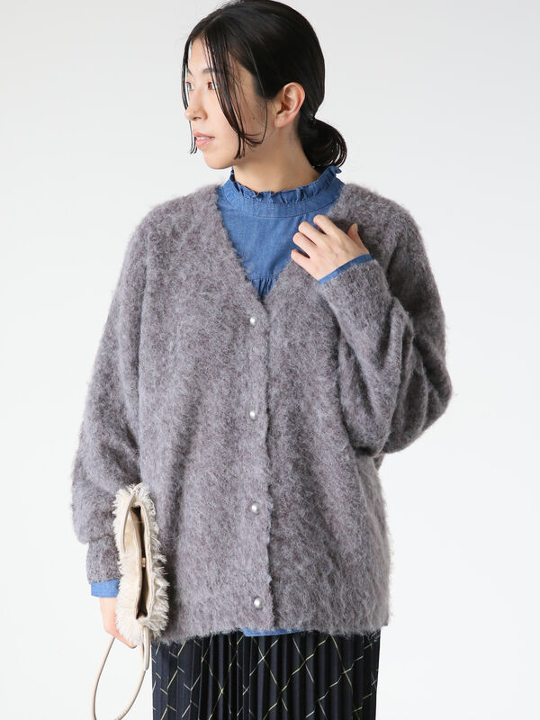 起毛Vネックカーディガン（トップス/カーディガン）【セール