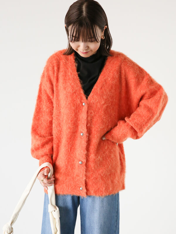 起毛Vネックカーディガン（トップス/カーディガン）【セール