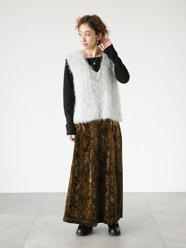 CABaN ニットベスト　ベージュ　ブラウン caban（キャバン）の「CABaN コットンカシミヤミックスワッフル