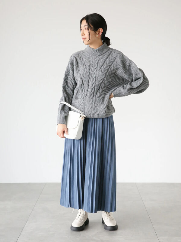 ハイネックケーブル編みニット（トップス/ニット・セーター）【セール