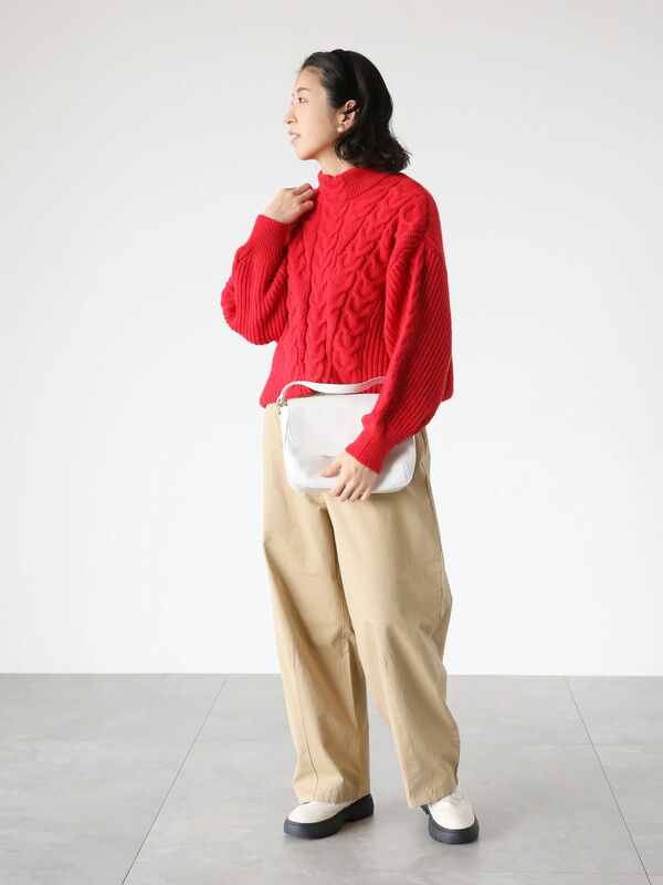 ハイネックケーブル編みニット（トップス/ニット・セーター）【セール