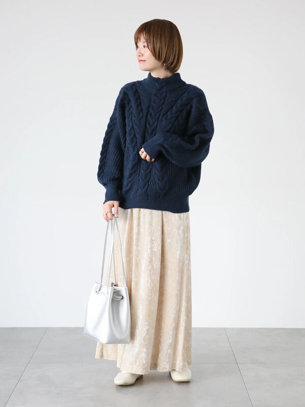 ハイネックケーブル編みニット（トップス/ニット・セーター）【セール