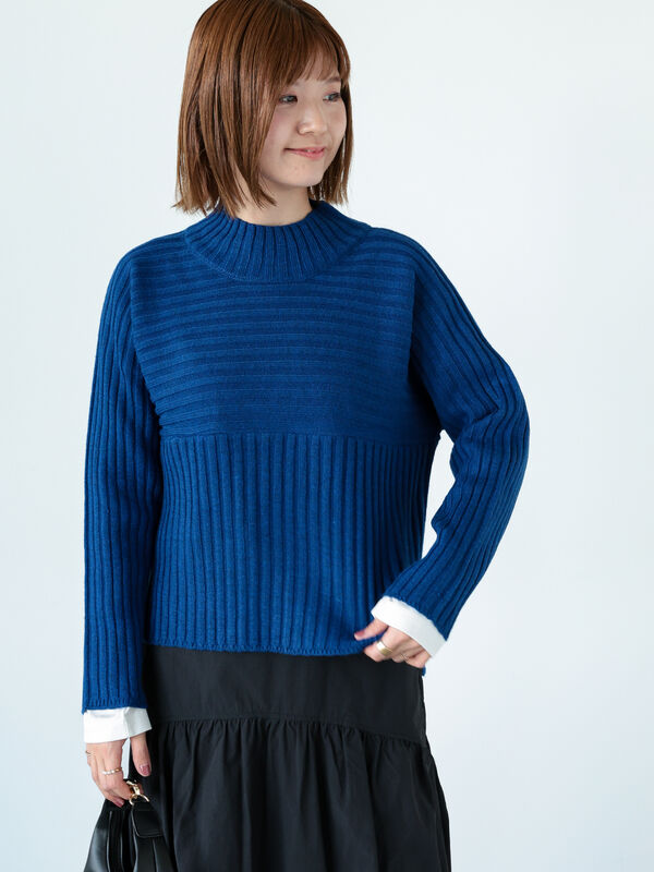 リブ切替ボトルネックニット（トップス/ニット・セーター）【セール